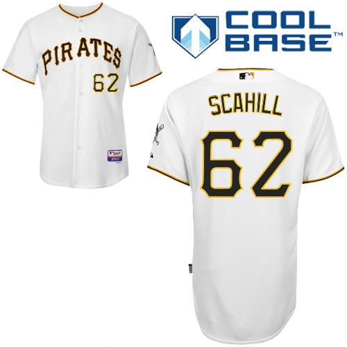 Rob Scahill #62 MLB Jersey-Pittsburgh Pirates Men's Authentic Home White Cool Base Baseball Jersey
